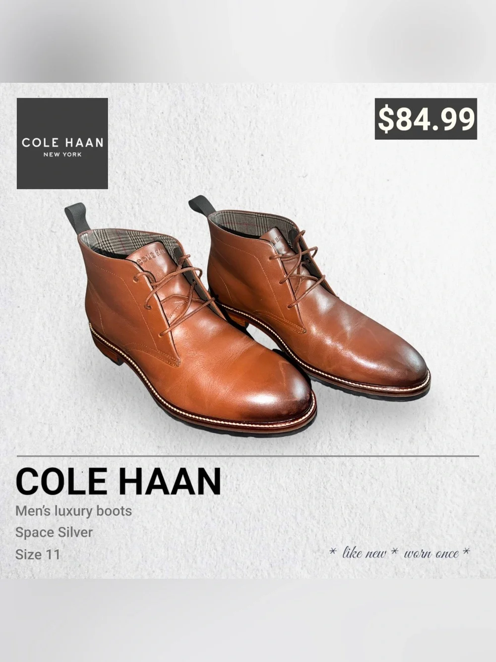 Cole Haan Men's Cognac Leather Chukka Boots